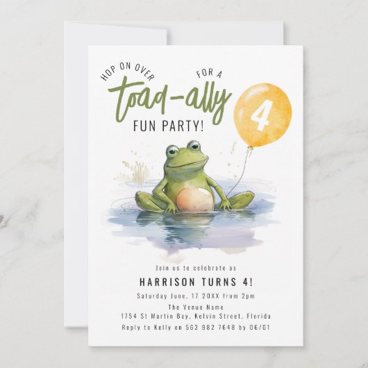Stap over | Toad-ally Fun Party Verjaardag Kaart (Voorkant)