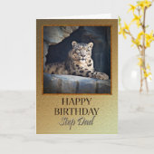Stap pap Birthday met een sneeuwluipaard Kaart (Gele Bloem)