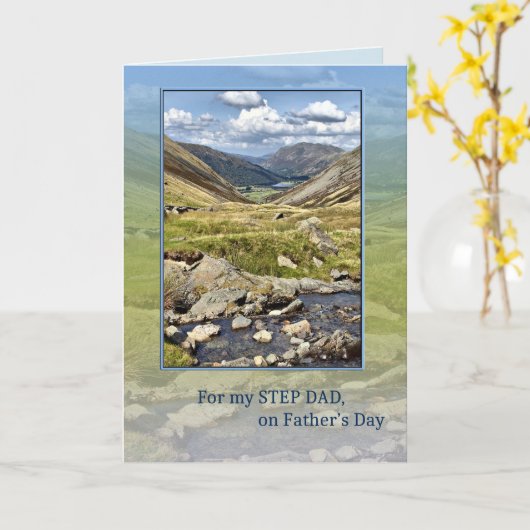 Stap papa op Vaderdag, berglandschap Kaart (Gele Bloem)