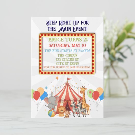 Stap recht omhoog! Circus verjaardagsfeestje Kaart (Staand voorkant)