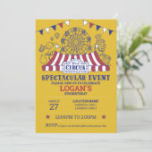 Stap recht omhoog! Goud Bewerkbare Circus Verjaard Kaart (Staand voorkant)