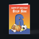 Stap Son 6th Birthday Sports Balls Kaart<br><div class="desc">Zodra je stiefzoon naar buiten gaat om bij iedereen te komen om zijn zesde verjaardag te vieren,  moet je hem onmiddellijk deze kaart geven om hem op die speciale dag te begroeten.</div>