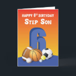 Stap Son 6th Birthday Sports Balls Kaart<br><div class="desc">Zodra je stiefzoon naar buiten gaat om bij iedereen te komen om zijn zesde verjaardag te vieren,  moet je hem onmiddellijk deze kaart geven om hem op die speciale dag te begroeten.</div>