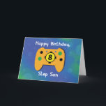 Stap Son 8 jaar oude gamer-controller Kaart<br><div class="desc">Verrassend een videogame die op stap is met deze gamecontrolekaart om zijn weldra geplande achtste verjaardag te vieren. Blauw en geel zijn de overheersende kleuren op de omslag van deze leuke kaart.</div>