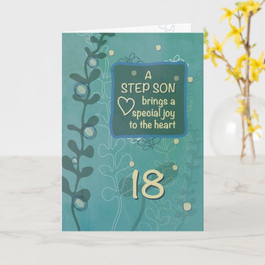 Stap Son Religious 18th Birthday Green Hand geteke Kaart (Gele Bloem)