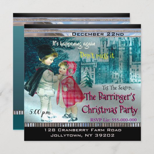 Stap uit kerstfeestdag kaart (Voorkant / Achterkant)