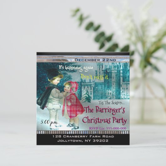 Stap uit kerstfeestdag kaart (Staand voorkant)