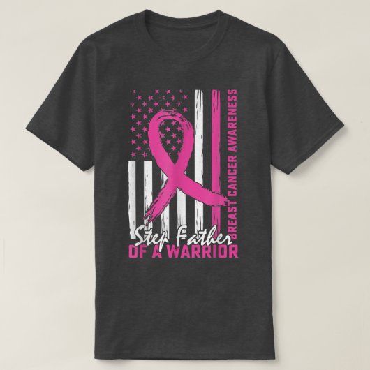 Stap-vader Breast Cancer Support Stap dad Warrior T-shirt (Design voorkant)