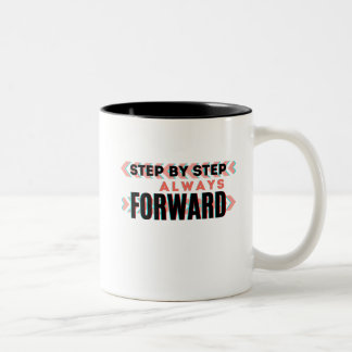 Stap voor Stap, Altijd Vooruit Tweekleurige Koffiemok