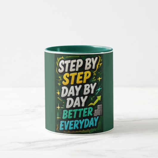 Stap voor stap, dag na dag, elke dag beter  mok (Midden)