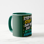 Stap voor stap, dag na dag, elke dag beter  mok (Voorkant links)