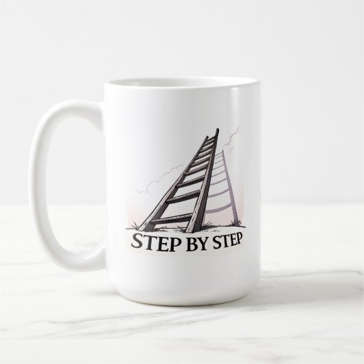 Stap voor Stap – Minimaal Motiverende Spreuk Koffiemok (Links)
