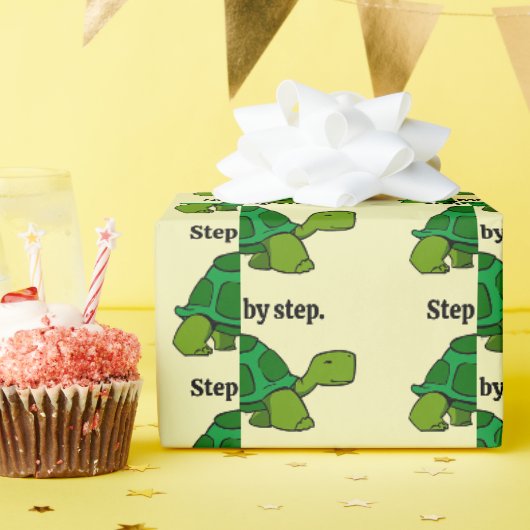 Stap voor stap Turtle Cartoon, Persistent Winnen Cadeaupapier (Verjaardagsfeest)