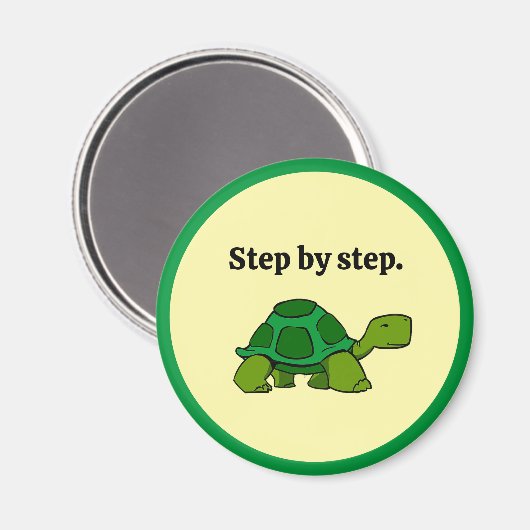 Stap voor stap Turtle Cartoon, Persistent Winnen Magneet (Voorkant / Achterkant)