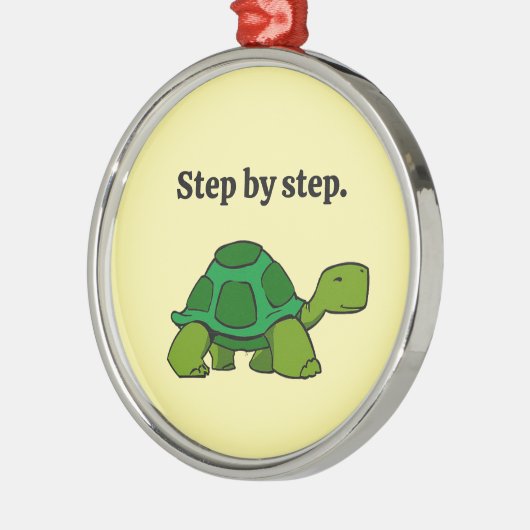 Stap voor stap Turtle Cartoon, Persistent Winnen Metalen Ornament (Links)