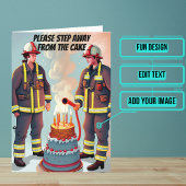 Stap weg van de Cake Funny Fireman Verjaardag Kaart