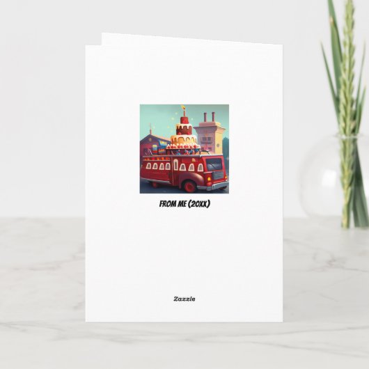 Stap weg van de Cake Funny Fireman Verjaardag Kaart (Achterkant)