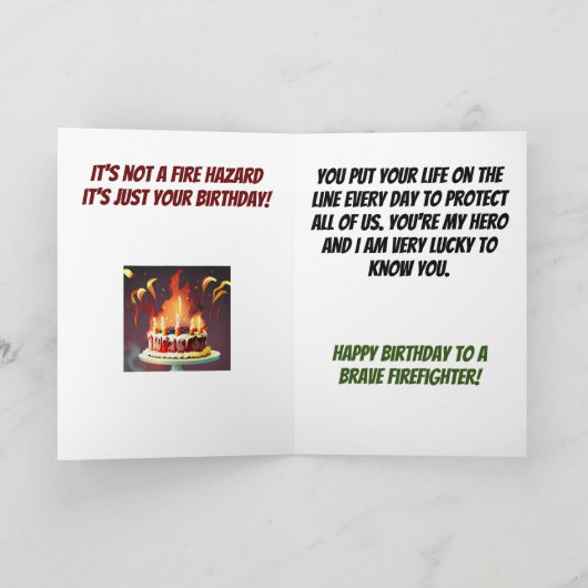 Stap weg van de Cake Funny Fireman Verjaardag Kaart (Binnen)