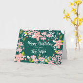 Stap zister Birthday Green Flowers Kaart (Gele Bloem)