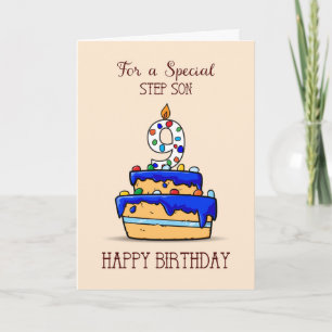 Stap zoon 9th Birthday, 9 op de zoete blauwe Cake Kaart