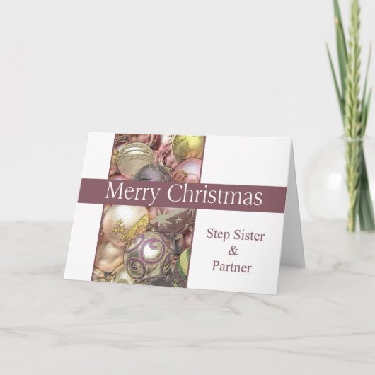 Stap zus en Partner Merry-kerstkaart Feestdagen Kaart (Voorkant)