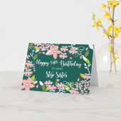 Stap zuster 34th Birthday Green Flowers Kaart (Gele Bloem)