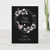 Stap zuster Bird en Butterflies Birthday Kaart (Voorkant)