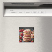 Stapel Aardbeiwitte Chocolade Chip Cookies Magneet (Insitu (Vaatwasser))