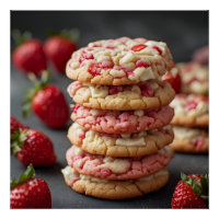 Stapel Aardbeiwitte Chocolade Chip Cookies