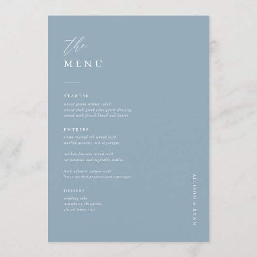 Stapel blauw 5x7-inch Kaarten van het menu Binding (Voorkant)