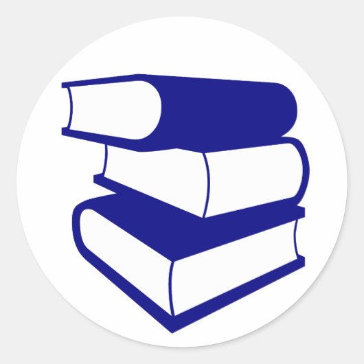 Stapel blauwe boeken ronde sticker (Voorkant)