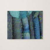 Stapel Blauwe Groene Stof Puzzle Legpuzzel (Horizontaal)