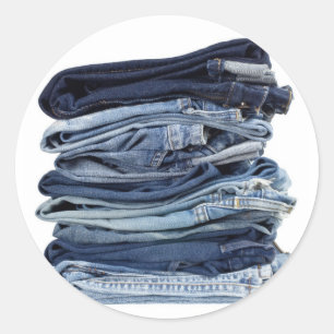 Stapel blauwe jeans ronde sticker