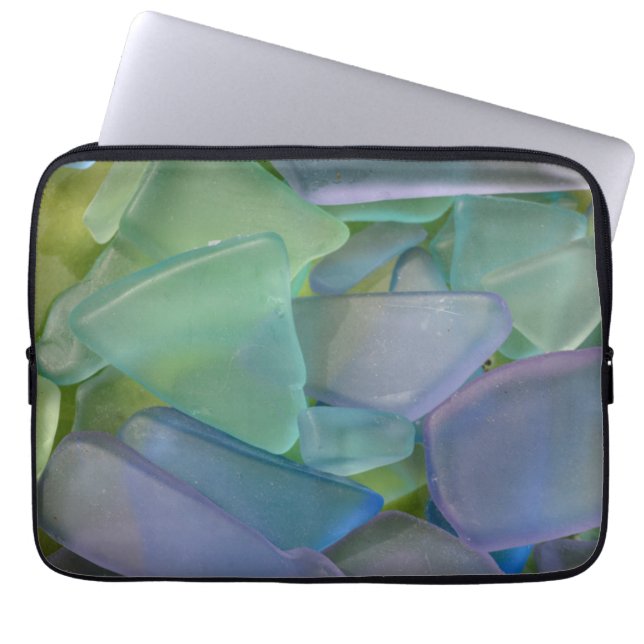Stapel blauwe strandglas, Alaska Laptop Sleeve (Voorkant)