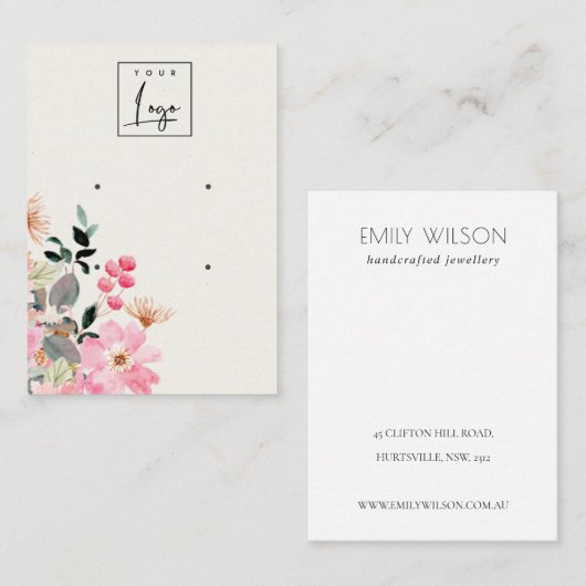 Stapel Blush Pink Floral Bunch 2 Earling Display Visitekaartje (Voorkant / Achterkant)