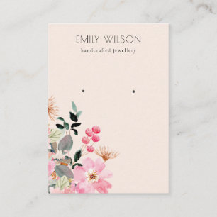 Stapel Blush Pink Floral Bunch Earring Display Visitekaartje