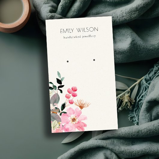 Stapel Blush Pink Floral Bunch Earring Display Visitekaartje