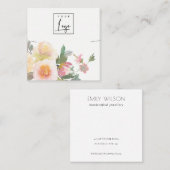 Stapel Blush Pink Floral Bunch Ketting Display Vierkante Visitekaartje (Voorkant / Achterkant)