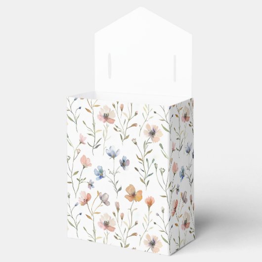 Stapel boeken baby shower waterverf, wilde bloem bedankdoosjes (Geopend)