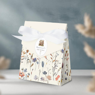Stapel boeken baby shower waterverf, wilde bloem bedankdoosjes