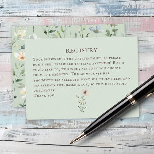 Stapel boeken baby shower waterverf, wilde bloem informatiekaartje