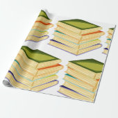 Stapel Boeken Boekenliefhebber Kunst en Lezen Cadeaupapier (Uitgerold)