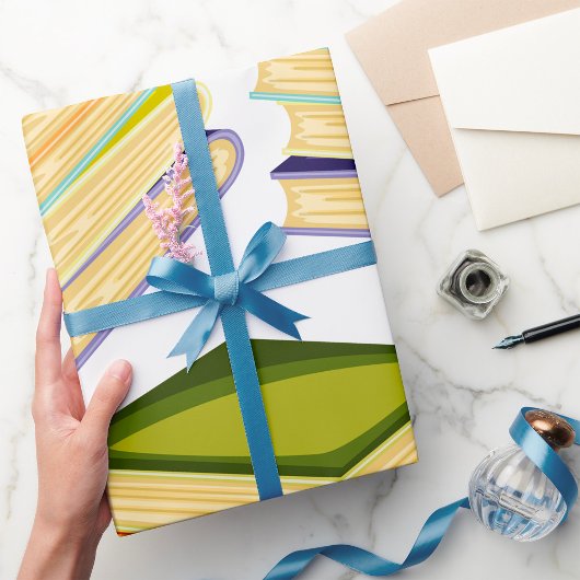 Stapel Boeken Boekenliefhebber Kunst en Lezen Cadeaupapier