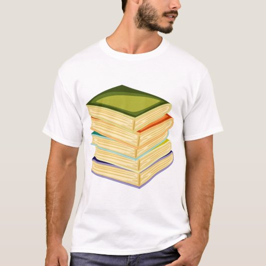 Stapel Boeken Boekenliefhebber Kunst en Lezen T-shirt (Voorkant)