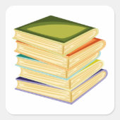 Stapel Boeken Boekenliefhebber Kunst en Lezen Vierkante Sticker (Voorkant)