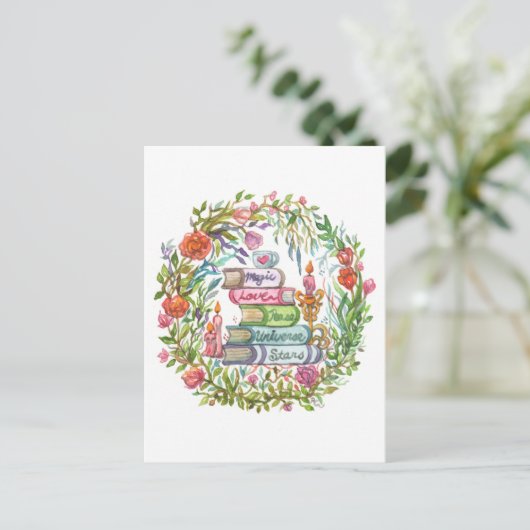 Stapel boeken briefkaart (Staand voorkant)