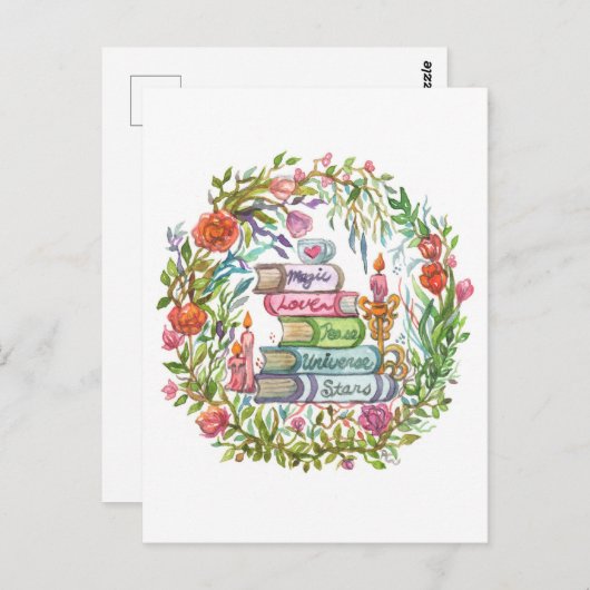 Stapel boeken briefkaart (Voorkant / Achterkant)