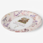 Stapel boeken bruidsmeisjesfeest waterverf wilde b papieren bordje (Gekanteld)