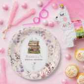 Stapel boeken bruidsmeisjeshower waterverf wilde b papieren bordje (Feest)