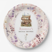 Stapel boeken bruidsmeisjeshower waterverf wilde b papieren bordje (Voorkant)